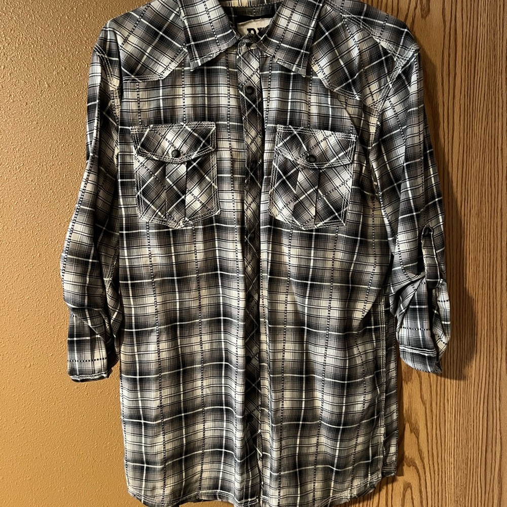 Plaid Men's Shirt - Black and White